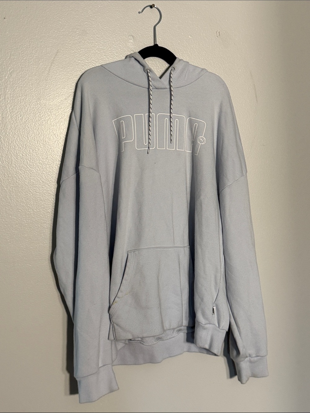 Puma Men's Light Blue Pullover Hoodie with Logo